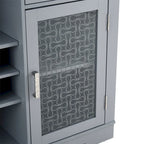 Buffet bas bleu clair avec tiroirs et portes vitrées, 2 portes