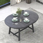 Table à manger ronde extensible, gris/bois naturel cérusé, style rétro, 4 places