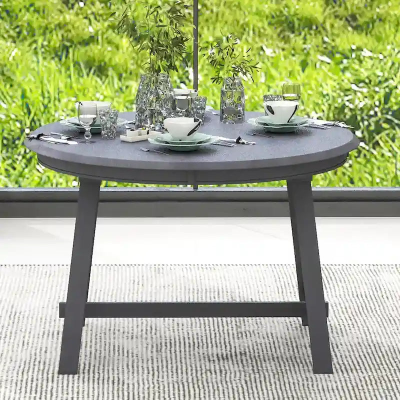 Table à manger ronde extensible, gris/bois naturel cérusé, style rétro, 4 places