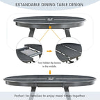 Table à manger ronde extensible, gris/bois naturel cérusé, style rétro, 4 places