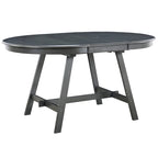 Table à manger ronde extensible, gris/bois naturel cérusé, style rétro, 4 places