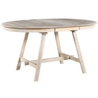 Table à manger ronde extensible, gris/bois naturel cérusé, style rétro, 4 places