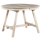 Table à manger ronde extensible, gris/bois naturel cérusé, style rétro, 4 places