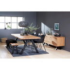 Table de salle à manger en chêne sauvage/bord ondulé noir – 6 à 8 places