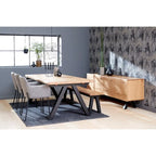 Table de salle à manger en chêne sauvage/bord ondulé noir – 6 à 8 places