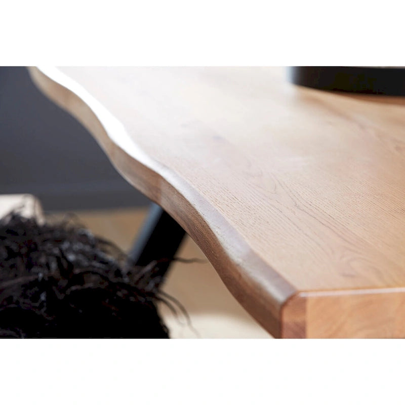 Table de salle à manger en chêne sauvage/bord ondulé noir – 6 à 8 places