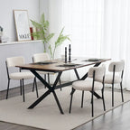 Lot de 4 chaises de salle à manger Teddy en tissu, Blanc/Noir, Pieds en métal
