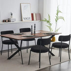 Lot de 4 chaises de salle à manger Teddy en tissu, Blanc/Noir, Pieds en métal