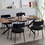 Lot de 4 chaises de salle à manger Teddy en tissu, Blanc/Noir, Pieds en métal