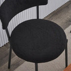 Lot de 4 chaises de salle à manger Teddy en tissu, Blanc/Noir, Pieds en métal
