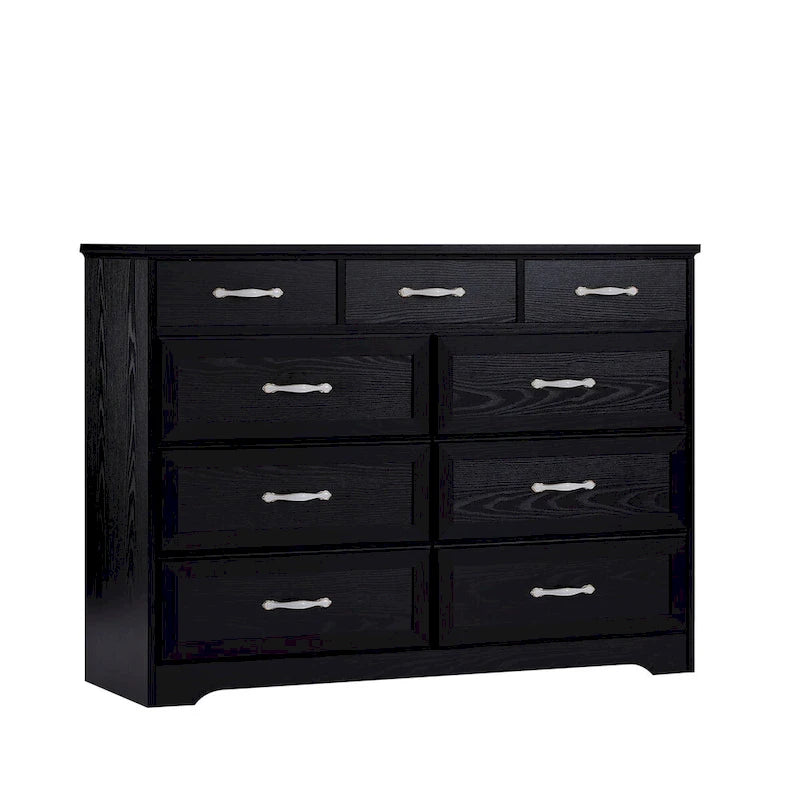 Commode noire/blanche à 9 tiroirs, style fermier, pour 1 personne