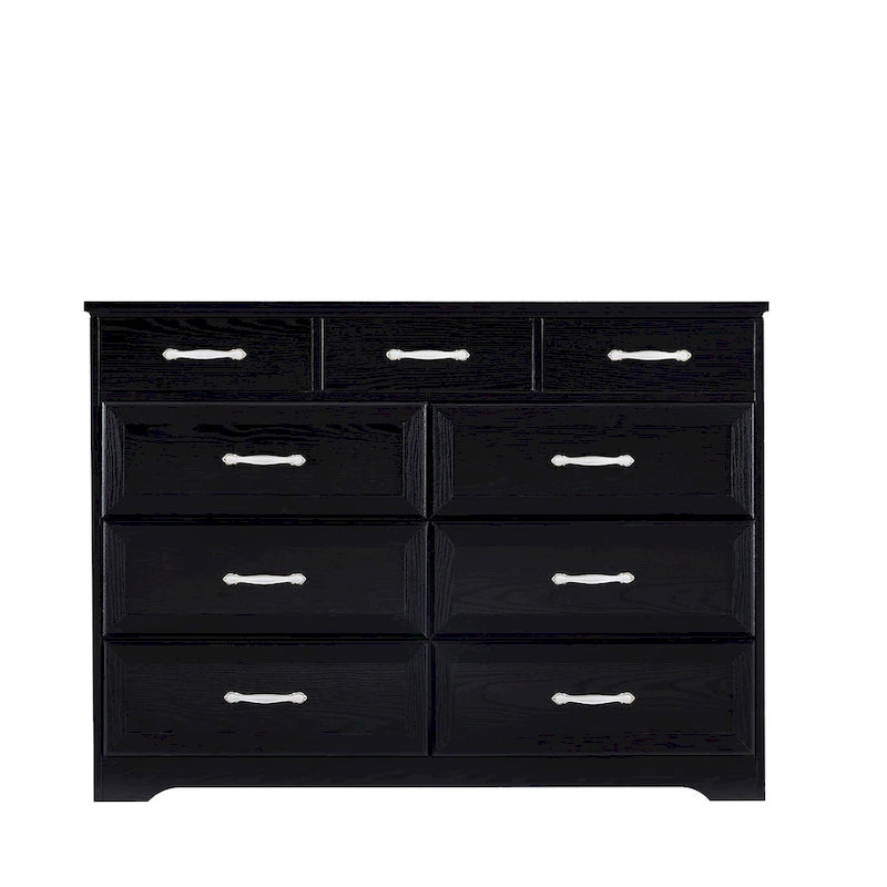 Commode noire/blanche à 9 tiroirs, style fermier, pour 1 personne