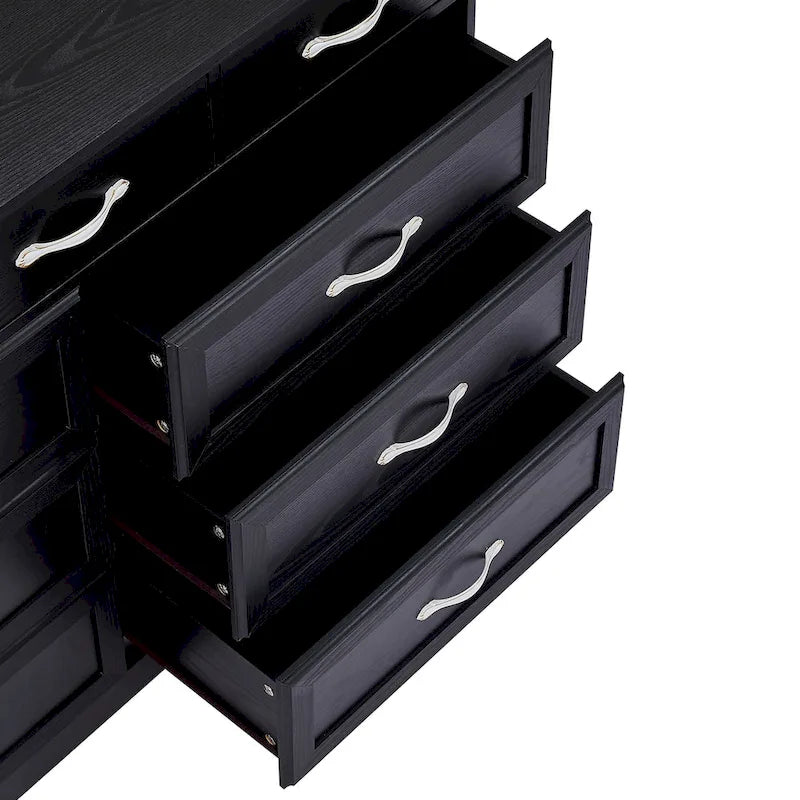 Commode noire/blanche à 9 tiroirs, style fermier, pour 1 personne