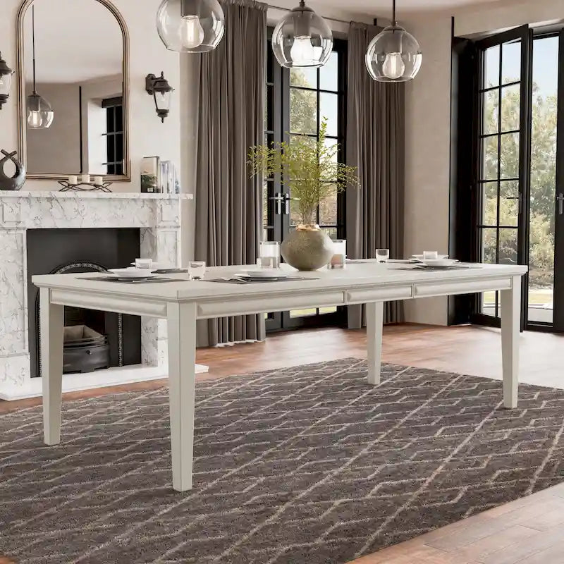 Table à manger moderne extensible en chêne blanc et expresso — 6 à 8 places