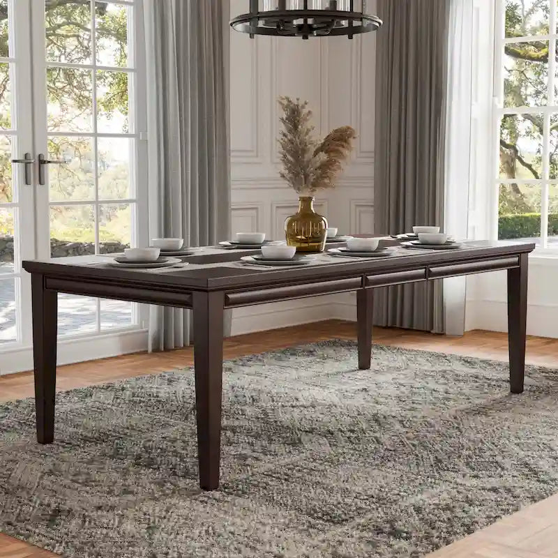 Table à manger moderne extensible en chêne blanc et expresso — 6 à 8 places