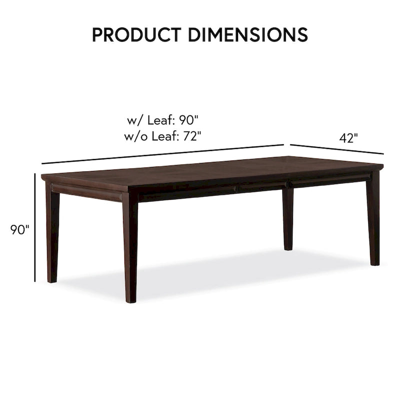 Table à manger moderne extensible en chêne blanc et expresso — 6 à 8 places