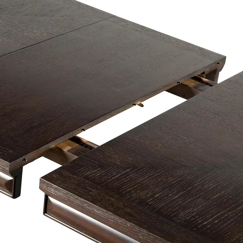 Table à manger moderne extensible en chêne blanc et expresso — 6 à 8 places