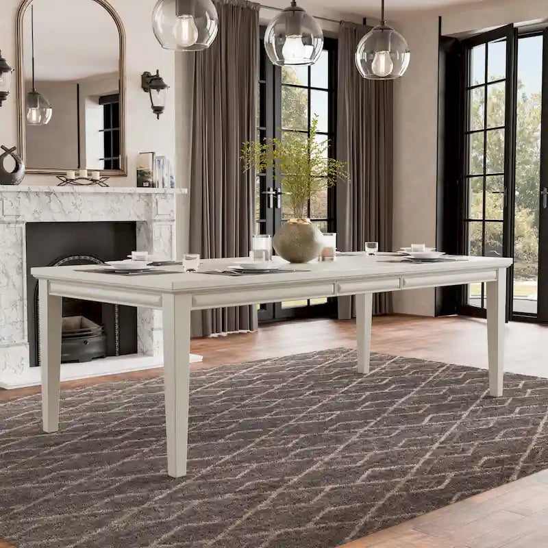Table à manger moderne extensible en chêne blanc et expresso — 6 à 8 places