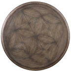 Table à manger ronde en bois vieilli crème, 4 places